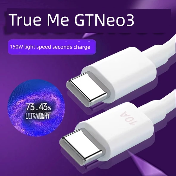Realme 150W 10A Type-C Hızlı Şarj Data Kablosu - 1.5 Metre - İki Özel Paket GTNeo3 Serisi