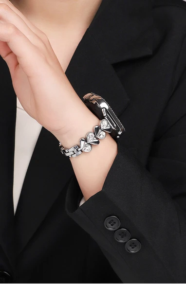 Xiaomi Bracelet 9Pro Rose Gold Kalp Beyaz Taşlı Zirkon Bileklik - 7