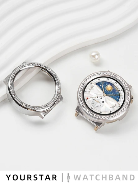 Huawei GT4 (41mm) Buzlu Yıldız Işığı Tek Sıra Elmas Saat Kılıfı - 4