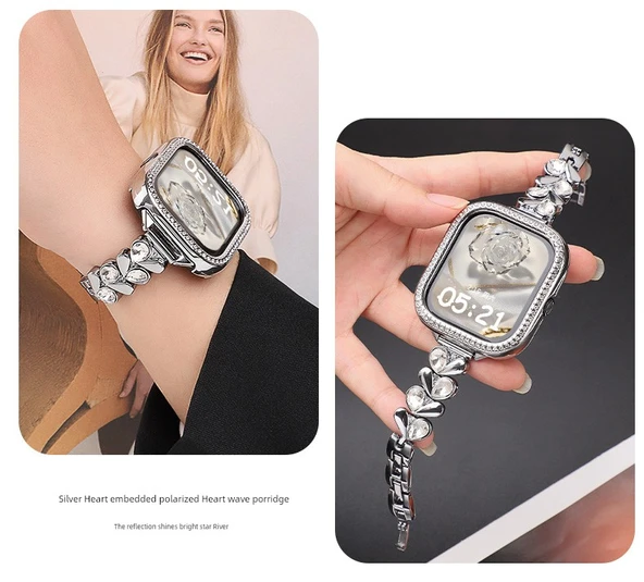 Xiaomi Bracelet 9Pro Rose Gold Kalp Beyaz Taşlı Zirkon Bileklik - 10