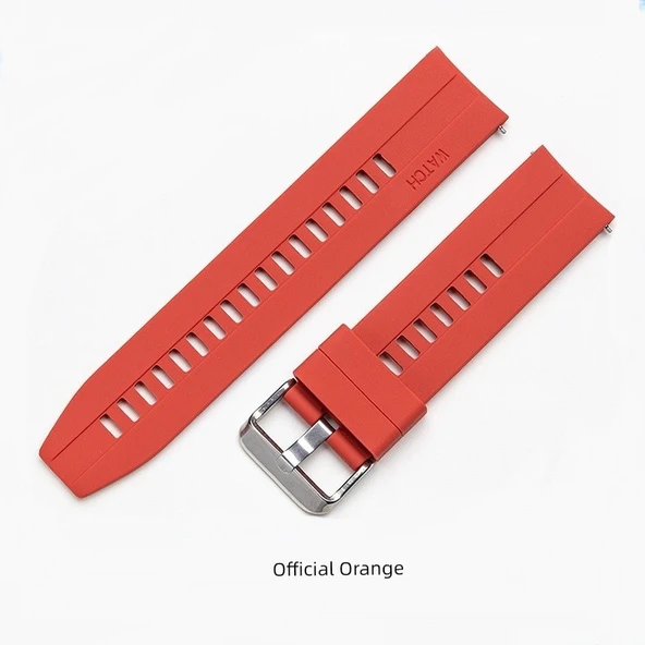22mm Gümüş Tokalı Turuncu Silikon Saat Kordonu - 6
