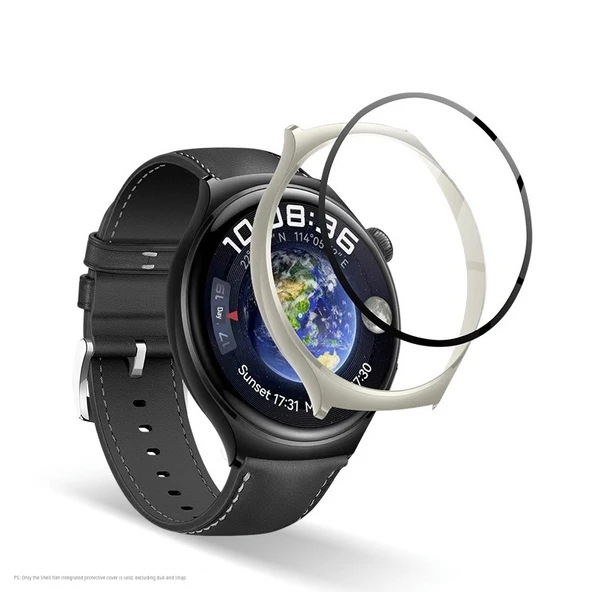 Huawei Watch 4 (46mm) Beyaz Koruyucu Kılıf - Entegre Ekran Filmli
