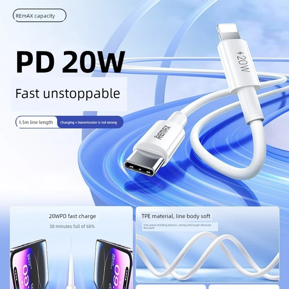iPhone için 20W PD Hızlı Şarj 1.5 Metre Şarj Kablosu - Beyaz