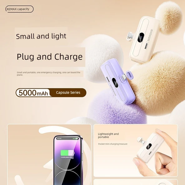 5000mAh Kompakt Taşınabilir Şarj Aleti - Ay Işığı Beyazı - IP