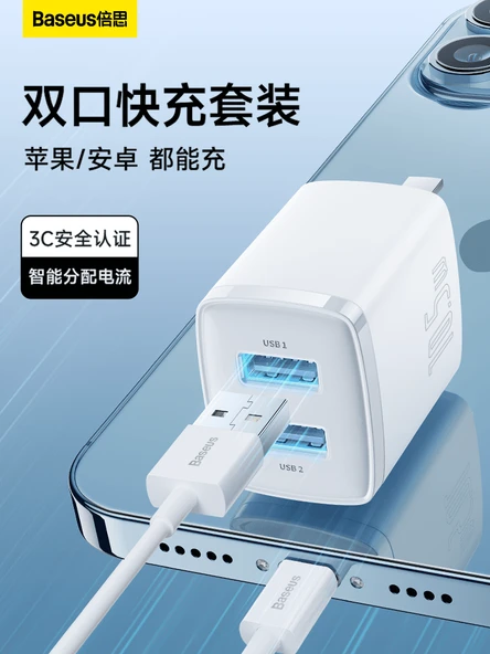 Çift USB Portlu Şarj Aleti - 10W - 1m Type-C Kablolu - 2
