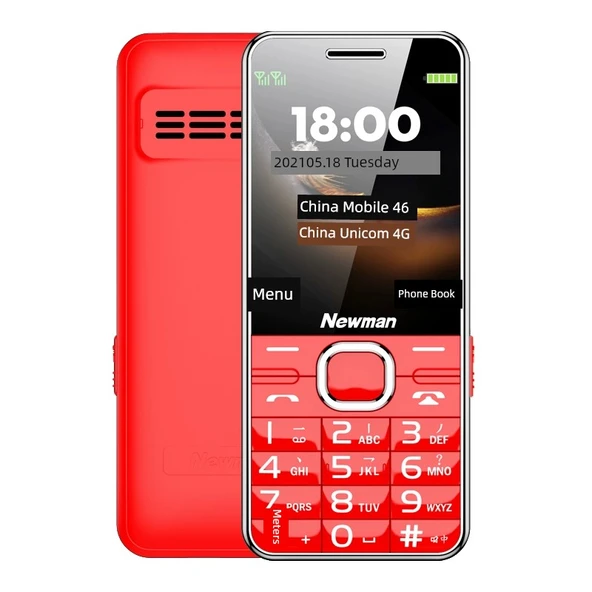4G Özellikli Yaşlı Telefonu - Kırmızı, 512MB, Standart Paket