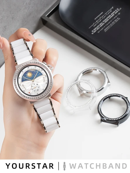 Huawei GT4 (41mm) Buzlu Yıldız Işığı Tek Sıra Elmas Saat Kılıfı - 6