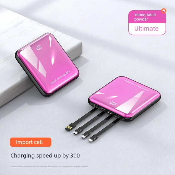 20000mAh Taşınabilir Hızlı Şarj Powerbank - Pudra Pembesi Flagship Model