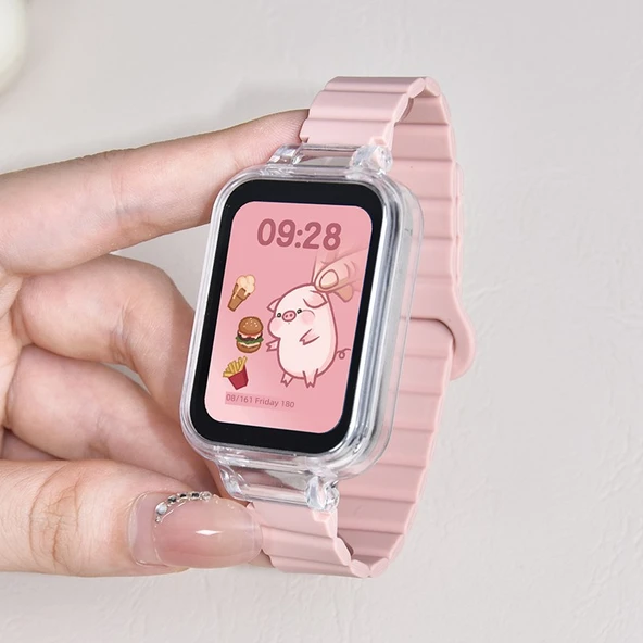 Xiaomi Bracelet 8Pro Manyetik Silikon Kordon - Pembe