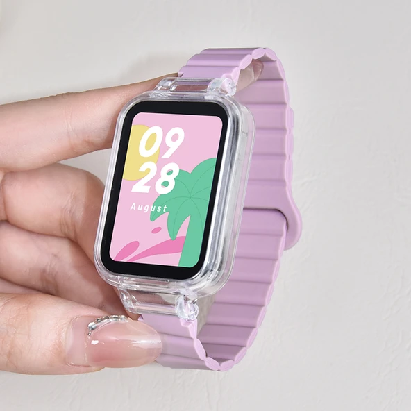 Xiaomi Bracelet 8Pro Manyetik Silikon Kordon - Mor
