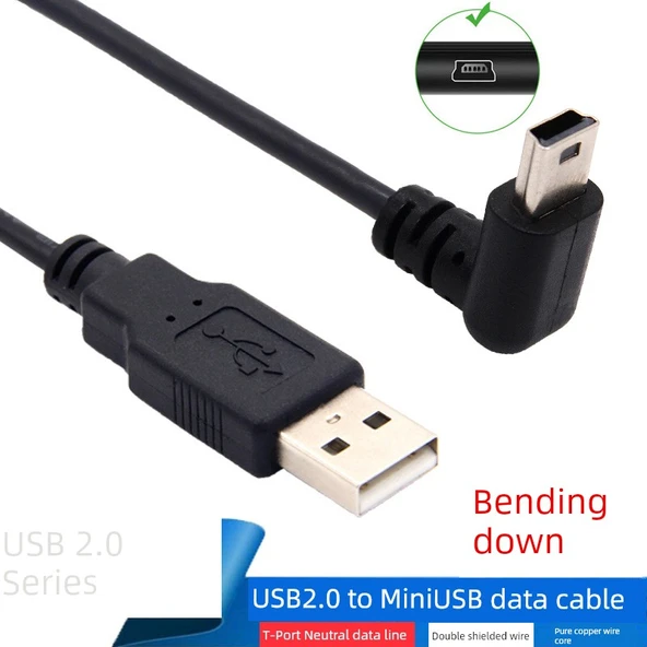 USB - Micro USB Şarj ve Data Kablosu - 1.5m, Düz - Sağ Köşeli - 5
