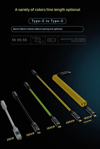Type-C Data Kablosu - 1M Beyaz - Dijital Ekranlı - PD 100W Hızlı Şarj - 8