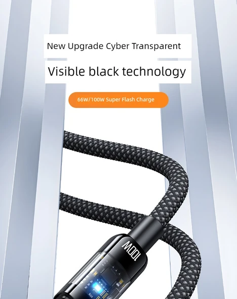 100W 6A USB Type-C Data Kablosu 1m - Süper Hızlı Şarj Çipli - 9