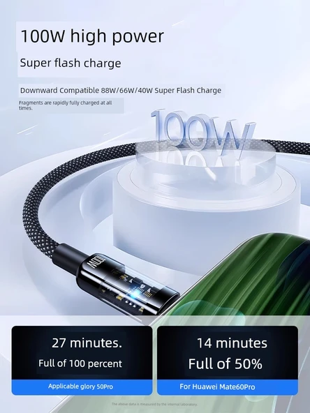 100W 6A USB Type-C Data Kablosu 1m - Süper Hızlı Şarj Çipli - 4