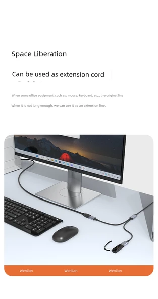 USB 2.0 Uzatma Kablosu - 0.5m - 3 USB Dişi Port - 10
