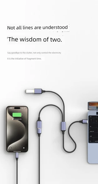 USB 2.0 Uzatma Kablosu - 0.5m - 3 USB Dişi Port - 8