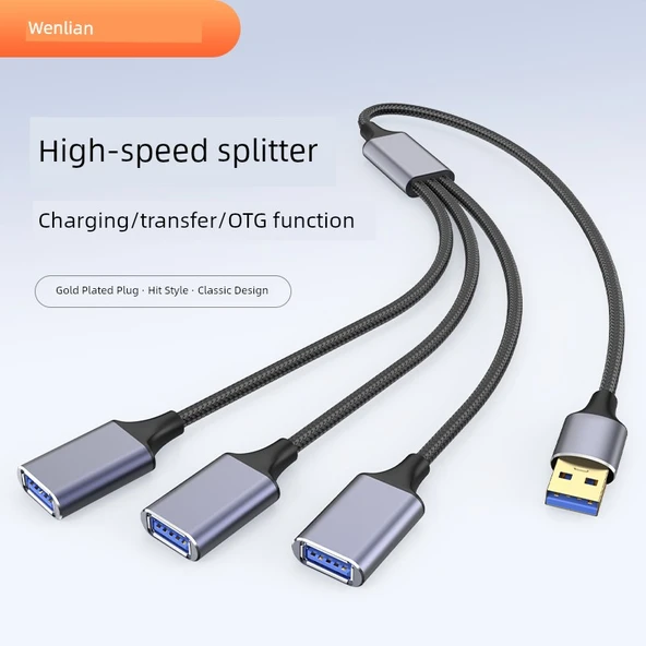 USB 2.0 Uzatma Kablosu - 1.2m - 3 USB Dişi Port
