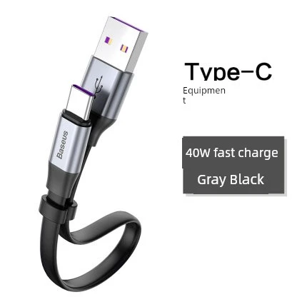 USB Type-C Kablo - Gri Siyah 23cm 40W Hızlı Şarj