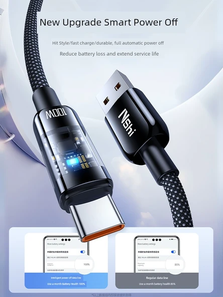 100W 6A USB Type-C Data Kablosu 1m - 2'li Paket 66W/88W/100W Hızlı Şarj - 3