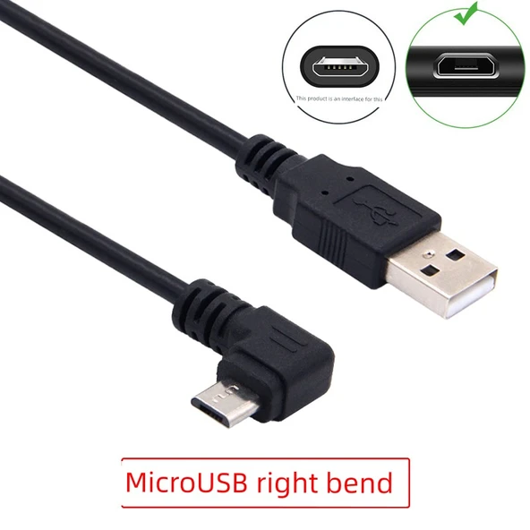 USB - Micro USB Şarj ve Data Kablosu - 0.5m, Düz - Sağ Köşeli