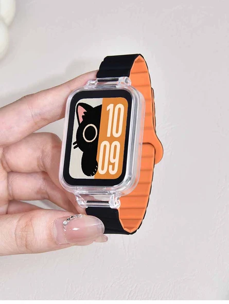 Xiaomi Bracelet 7Pro Manyetik Silikon Kordon - Siyah Gri - 9