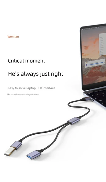 USB 2.0 Uzatma Kablosu - 0.5m - 3 USB Dişi Port - 7