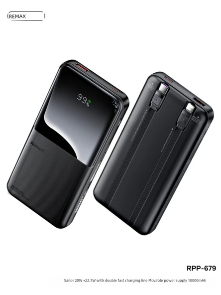 10000mAh Taşınabilir Şarj Aleti - Gece Siyahı - PD20W - 2
