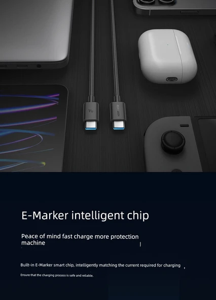 240W Type-C - Type-C Data Kablosu - 0.5m Siyah - 9