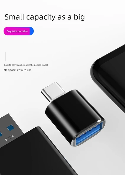 Evrensel OTG Adaptörü - Siyah (Apple/Type-C/Android 3'ü 1 Arada) - 6