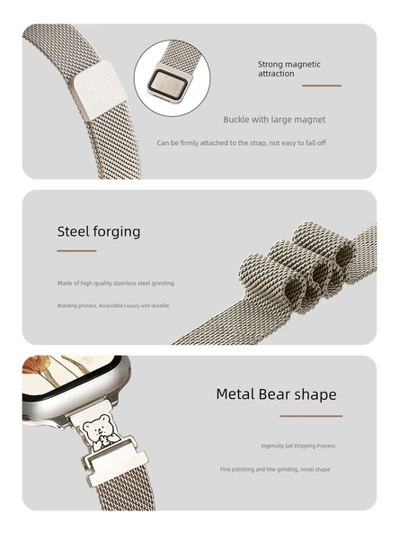 Vivo Watch 1 46mm Ayı Metal Manyetik Yıldız Işığı Kordon - 8