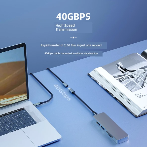 USB4 Type-C Erkek - Dişi Uzatma Kablosu - 0.8 Metre - 3