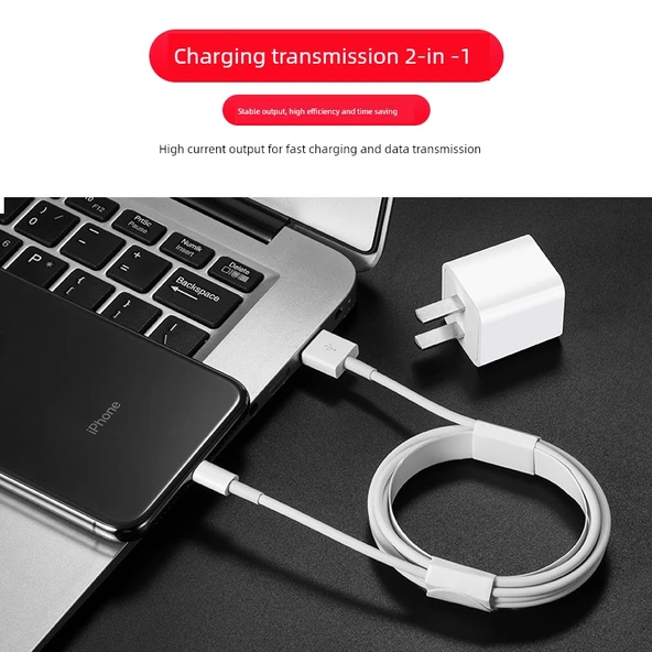 iPhone Şarj Aleti - 1m Data Kablosu + 12W Şarj Başlığı - 3