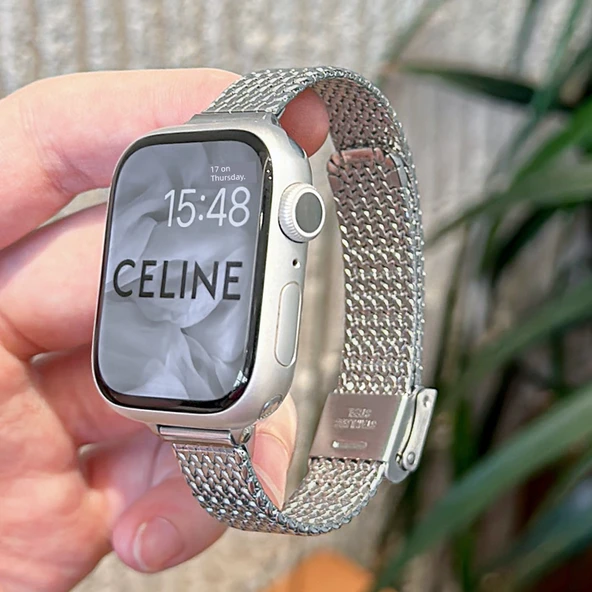 Metal Apple Watch Kordonu - Gümüş - 40mm (4/5/6/SE Nesil)