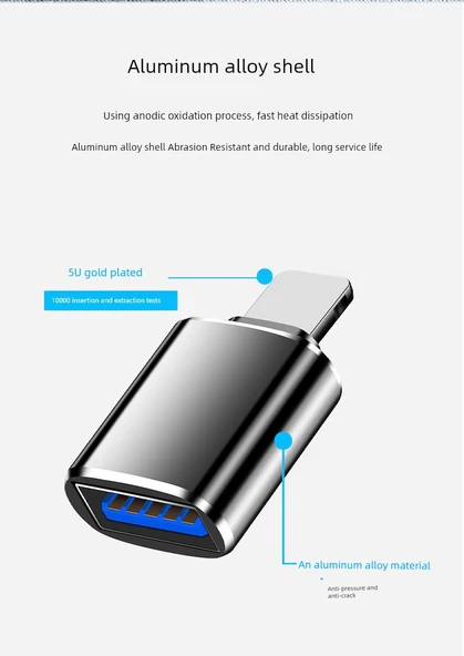 Evrensel OTG Adaptörü - Siyah (Apple/Type-C/Android 3'ü 1 Arada) - 10