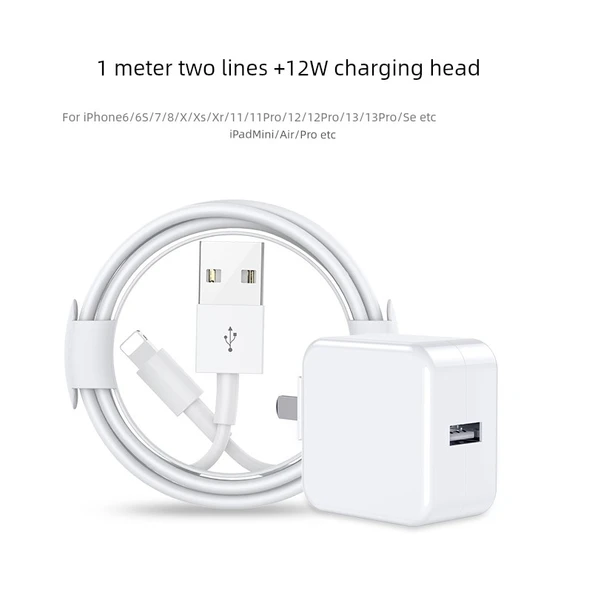 iPhone Şarj Aleti - 1m Data Kablosu + 12W Şarj Başlığı