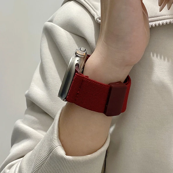 Apple Watch 42mm (10. Nesil) Yıldız Işığı Naylon Manyetik Kordon - 6