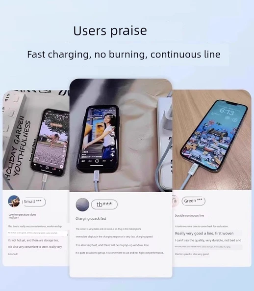 USB-C Lightning Hızlı Şarj Kablosu - 1m Gök Mavisi (İki Adet) - 6