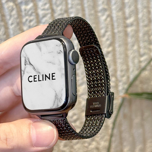 Metal Apple Watch Kordonu - Siyah - 45mm (7/8/9 Nesil)