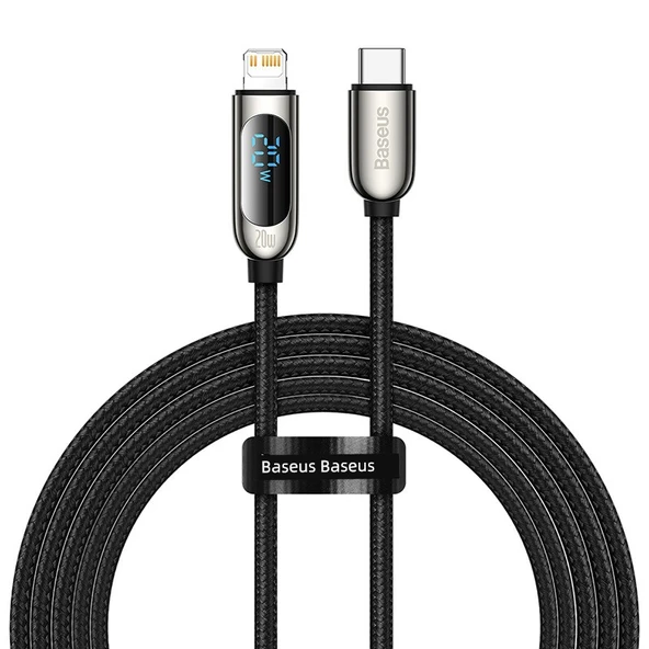 Type-C Lightning Kablo - 20W Akıllı Güç Ekranlı - Siyah - 2 Metre