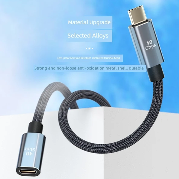 USB4 Type-C Erkek - Dişi Uzatma Kablosu - 0.3 Metre - 4