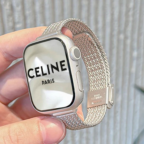 Metal Apple Watch Kordonu - Yıldız Işığı - 45mm (7/8/9 Nesil)