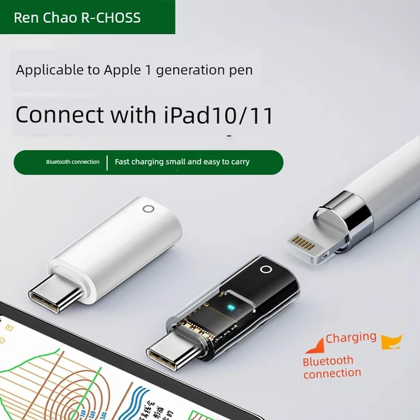 iPad Apple Pencil Adaptörü - Şeffaf - iPad 10/11 için Şarj ve Bluetooth - 2