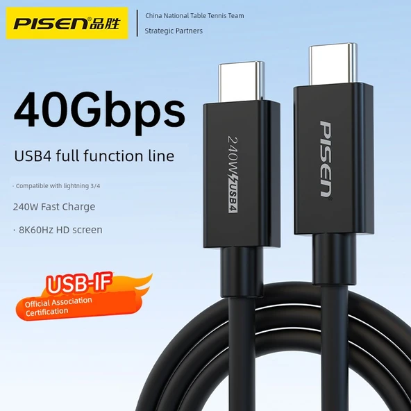 USB4 Data Kablosu - 1 Metre - 40Gbps - 240W - 8K - 2