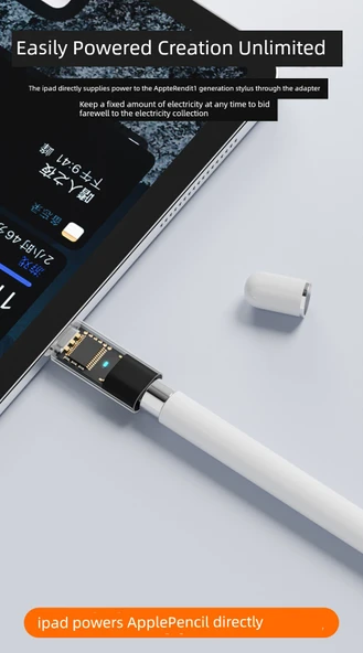iPad Apple Pencil Adaptörü - Beyaz - iPad 10/11 için Şarj ve Bluetooth - 8