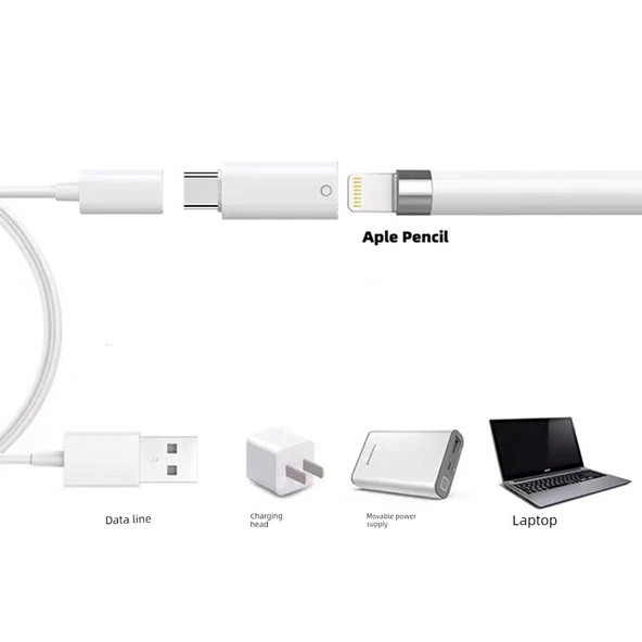Type-C Lightning Adaptörü - Düz Başlıklı - Şarj Göstergeli - 5