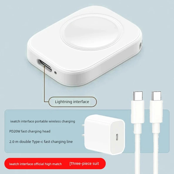 Apple Watch Manyetik Hızlı Şarj Aleti - Apple Arayüz + 2.0m PD Hızlı Şarj Kablosu + PD20W Hızlı Şarj Başlığı