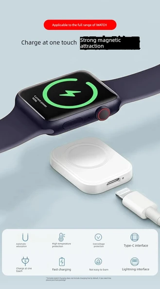 Apple Watch Manyetik Hızlı Şarj Aleti - Apple Arayüz + 1.5m PD Hızlı Şarj Kablosu + PD20W Hızlı Şarj Başlığı - 8