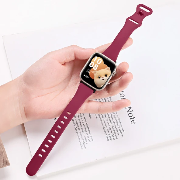 Honor Watch 5 Şarap Kırmızısı Silikon Kordon - Siyah Bağlantı