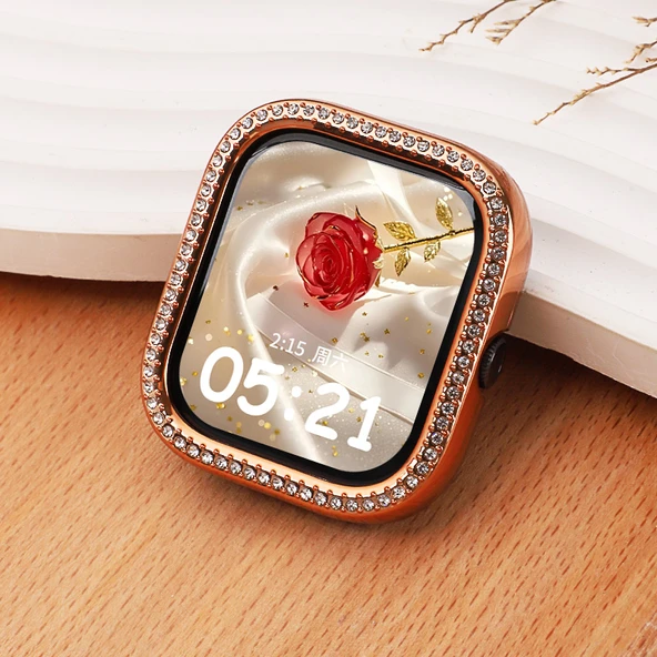 Redmi Watch 5 Rose Gold Elmas Desenli Koruyucu Kılıf