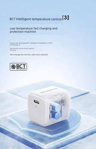 30W Katlanabilir Hızlı Şarj Aleti - Beyaz - 1m Çift C Kablolu - 9